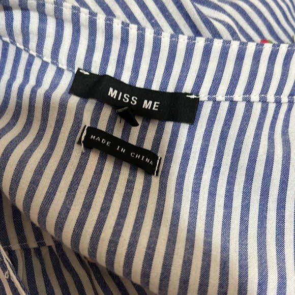 MISS ME WOMEN FLORAL STRIPED BLOUSE SLEEVELESS OVERSIZED Sz MEDIUM - Picture 7 of 11